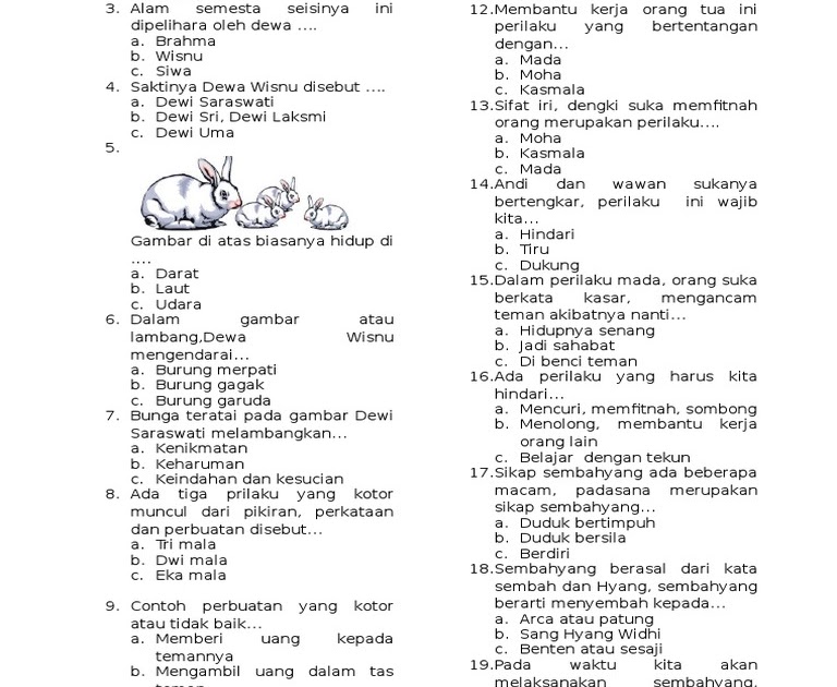 Contoh Soal Agama Hindu Kelas 1 Semester 2 Kumpulan