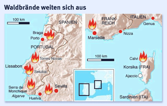 Waldbrände Portugal Aktuell Karte | Karte