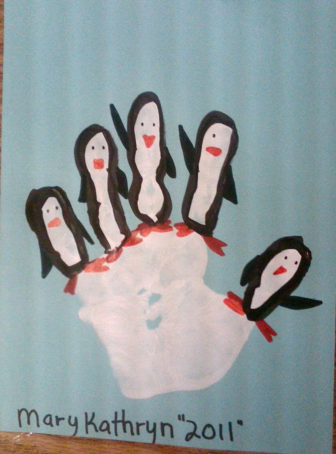 Handprint penguin family