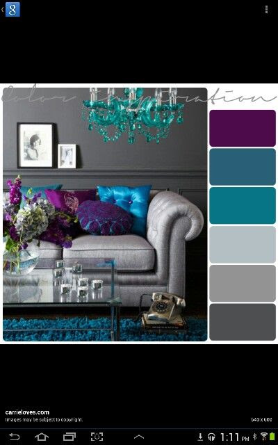 http://www.pinterest.com/pin/214343263488460312/ Grey, purple and teal color inspiration. These would be great colors in a quilt.