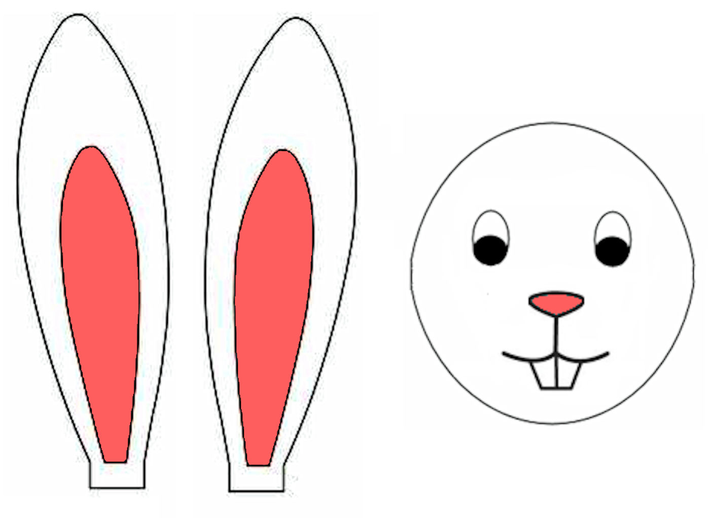 Easter Bunny Face Template Printable / Easter Rabbit Face Printout