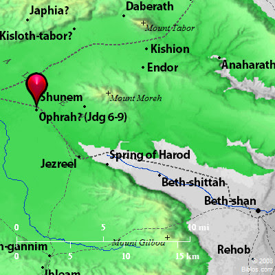 shunem ophrah location gideon jehovah shalom map bible altar area built abi surrounding unto learned lord called then there