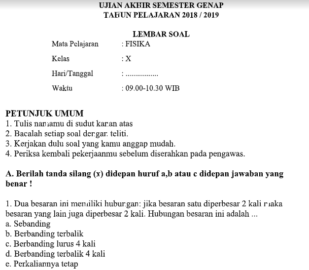 Soal Essay Fisika Kelas 10 Beserta Jawabannya Pigura