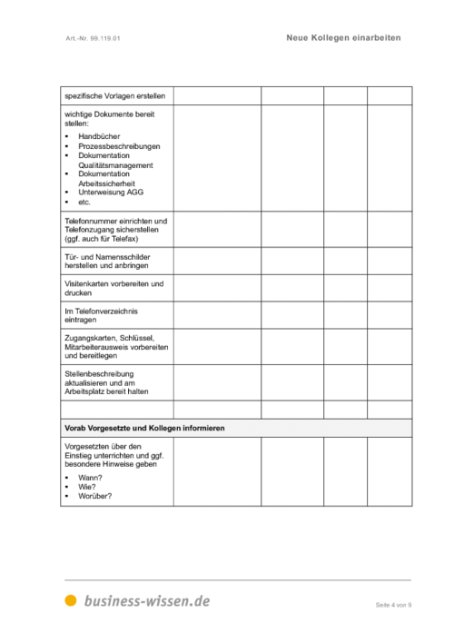 Excel Vorlagen Einarbeitung / 6 Einarbeitungsplan Vorlage