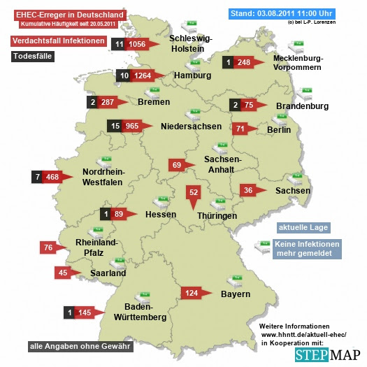 EHEC-Erreger in Deutschland 22.06.2011