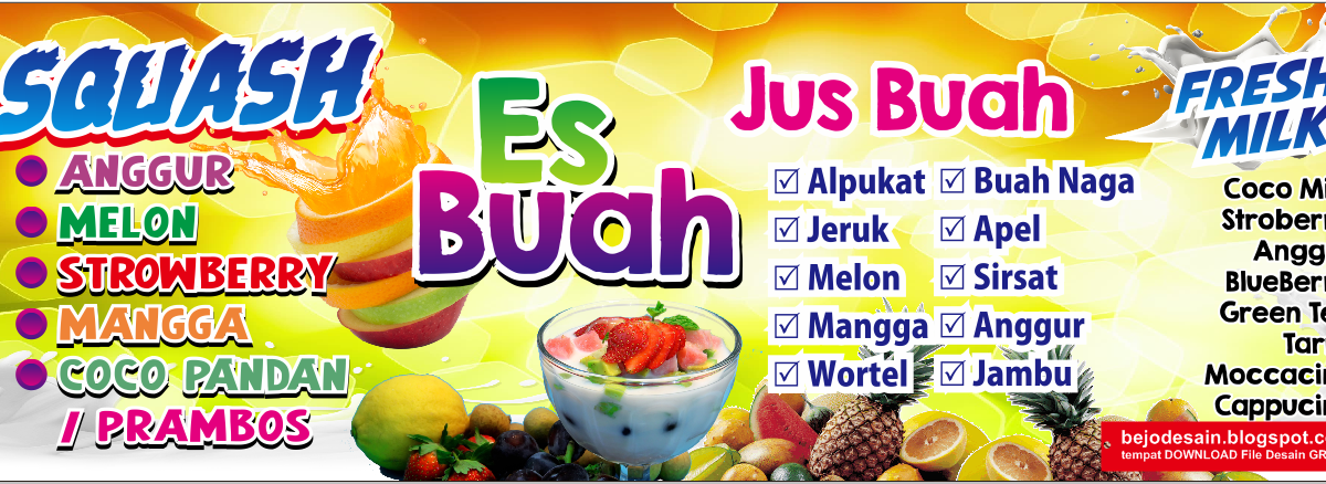 Banner Jus Buah Buahan desain spanduk keren