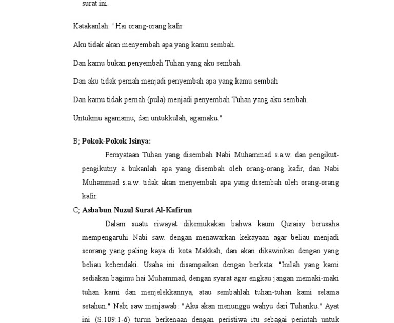 Surat Al Kafirun Diturunkan Setelah Surat