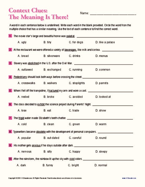 context-clues-worksheets-grade-1