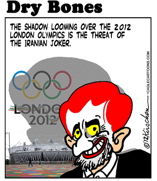 : Kirschen,.olympics, 2012,  London, Iran, Terrorism, terrorists, Ahmadinejad, joker, batman, aurora, Shooting,   : Dry Bones cartoon.