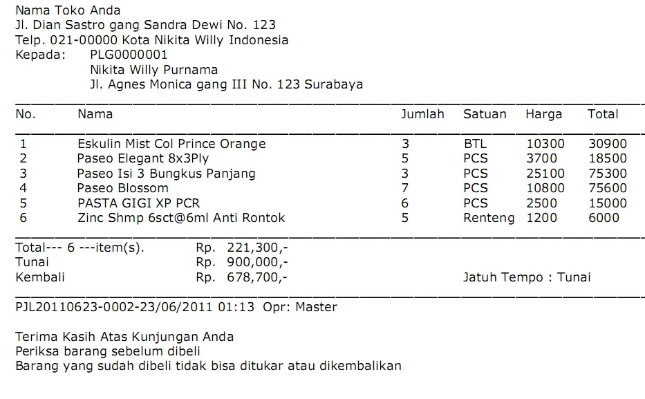 Contoh Database Toko Kelontong Buratoh