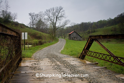 Rusty Metal Truss Bridge and Gray Barn, Monroe County, Ohio