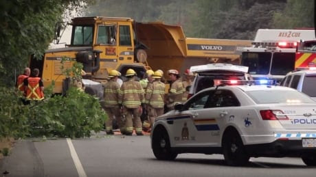 coquitlam dump truck afternoon tuesday canadian moving easy injured struck six construction near were cars number site when