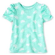 Okie Dokie® Ruched-Sleeve Tee - Girls 12m-6y