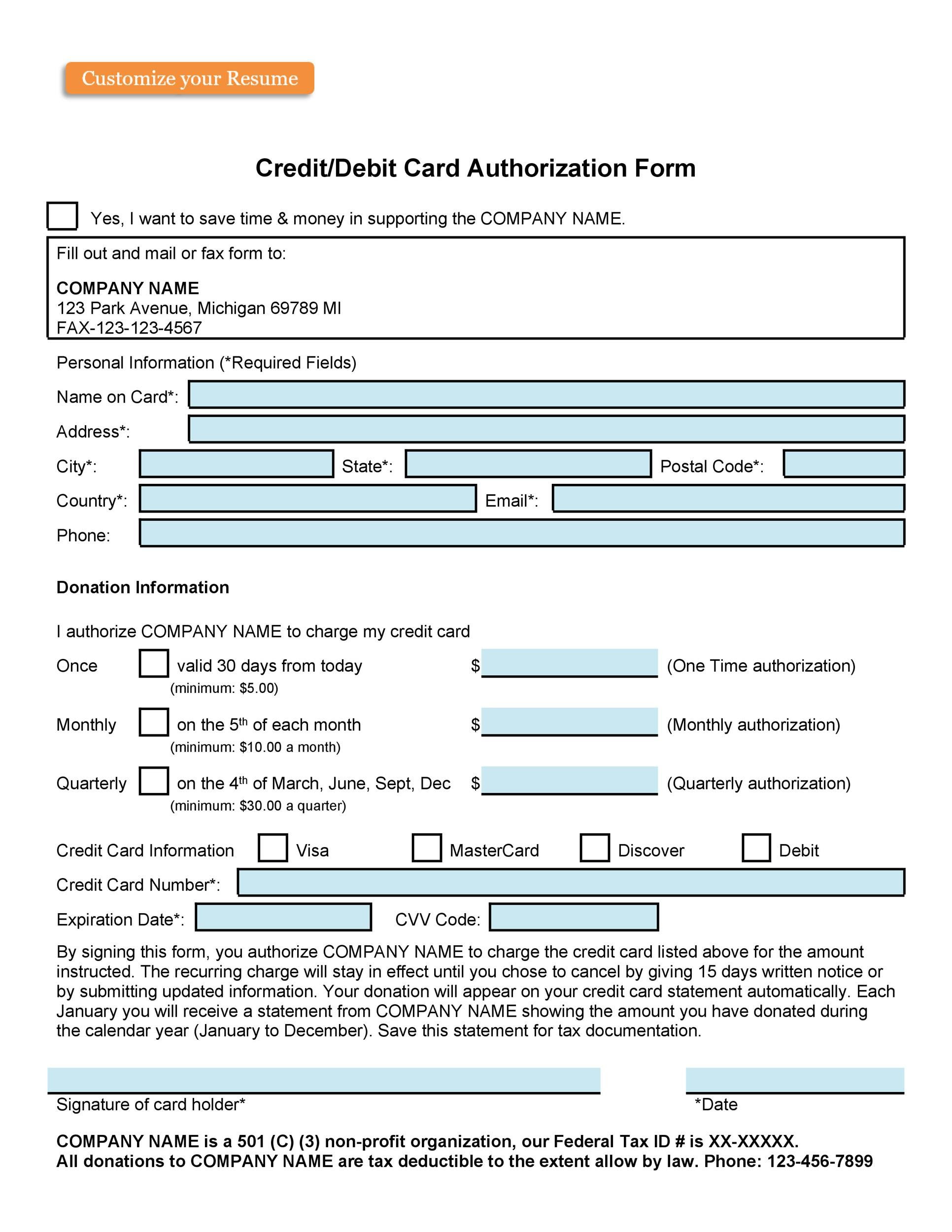 Word Credit Card Authorization Form Template Best Of Document Template
