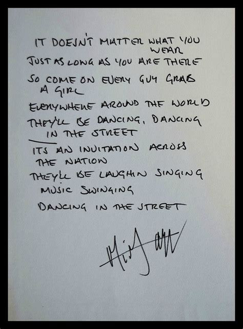 mick jagger dancing   streets handwritten lyrics