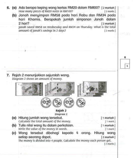 Soalan Darjah 3 Matematik : Contoh soalan matematik tahun 3 pecahan