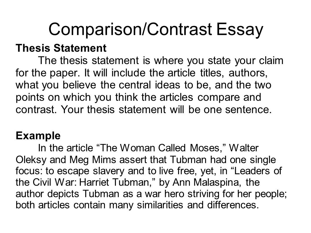 thesis statement examples for compare and contrast essays