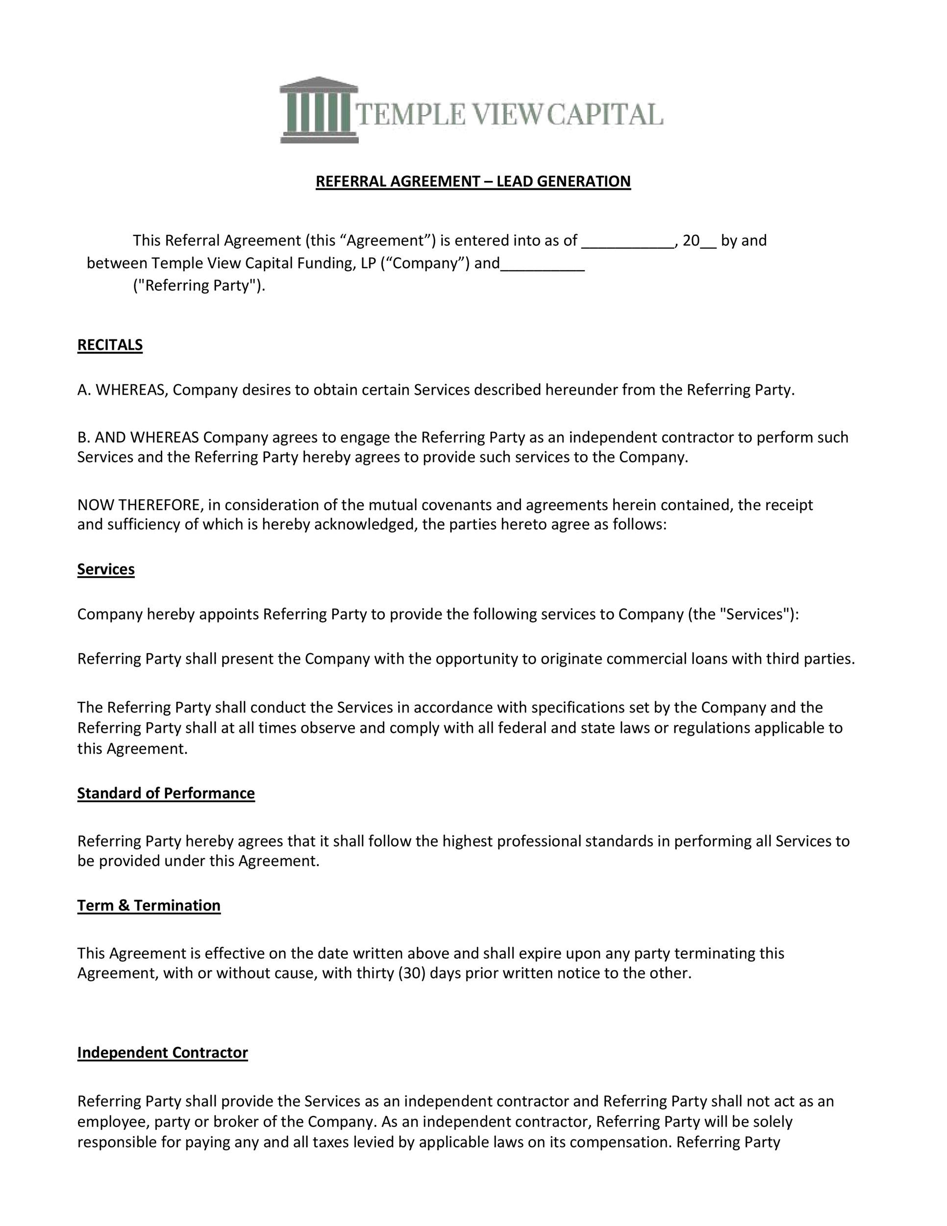 Mutual Referral Agreement Template HQ Printable Documents