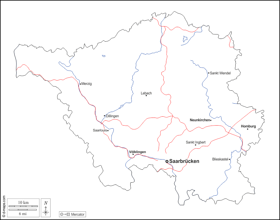 Saarland Karte Flüsse