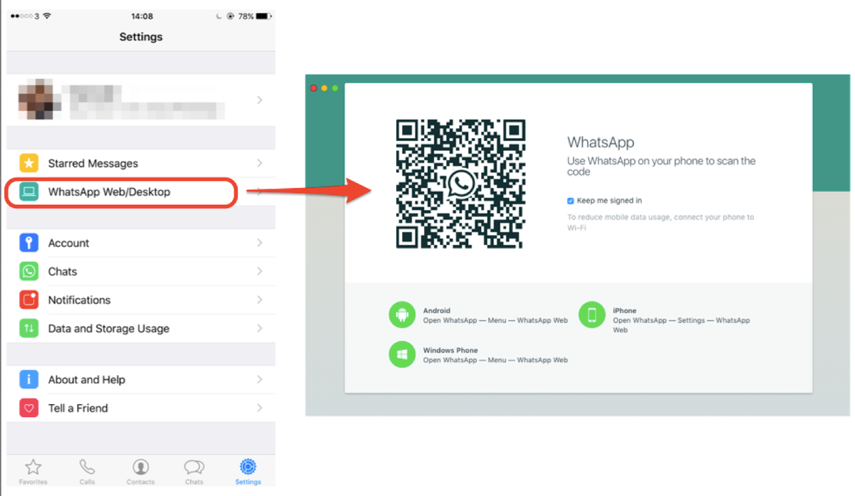 WHATSAPP web desktop