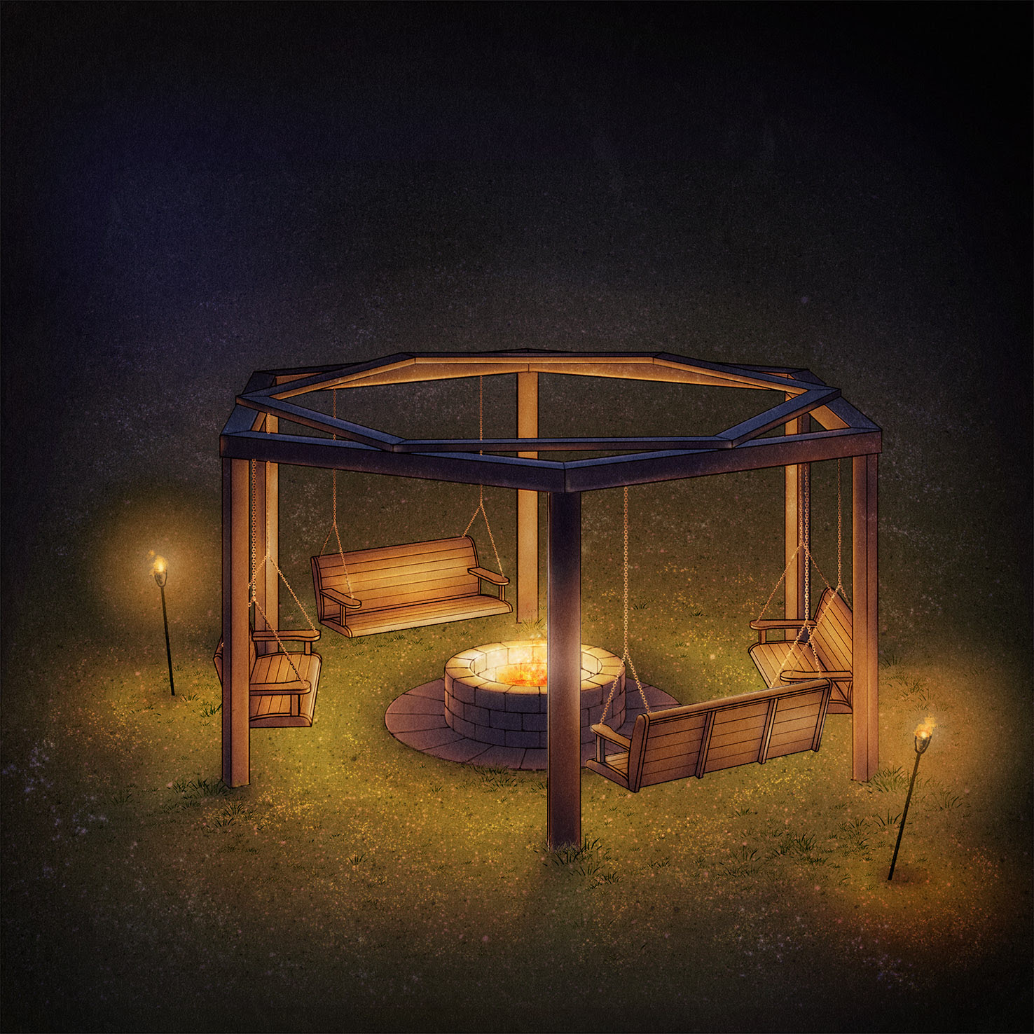 can you use a fire pit under a canopy