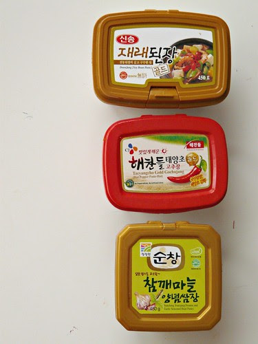 Three Korean Seasoning Pastes - Doenjang, Gochujang, Ssamjang