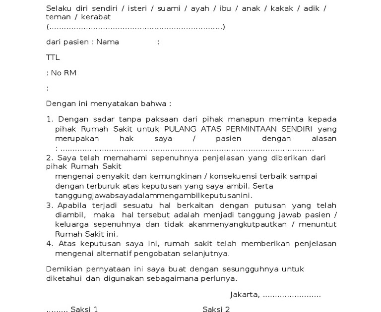 Contoh Surat Pernyataan Pps