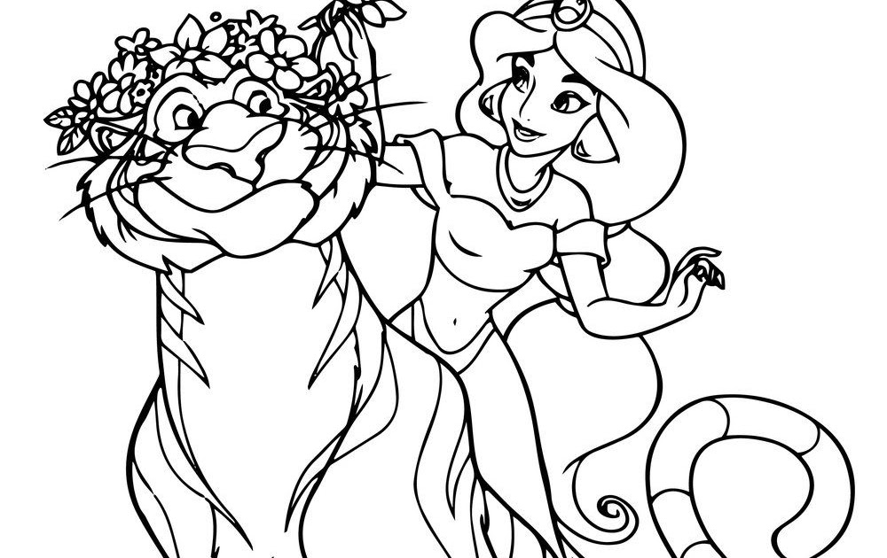 Coloriage De Jasmine Et Son Tigre  Coloriage.eu.org