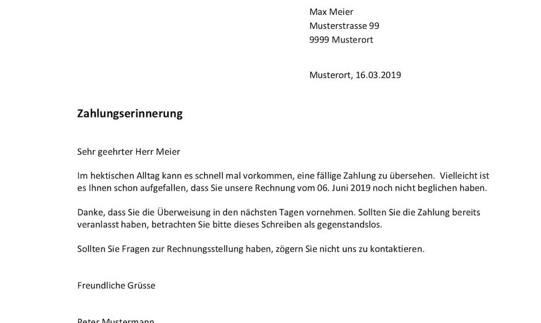 Zahlungsverzug Schreiben Muster