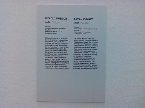 Piccolo Museion "2012" 2002 PAC Garutti by Ylbert Durishti