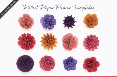Download Rolled Flower Templates 3d Flowers Svg Dxf Eps Jpeg Pdf Free