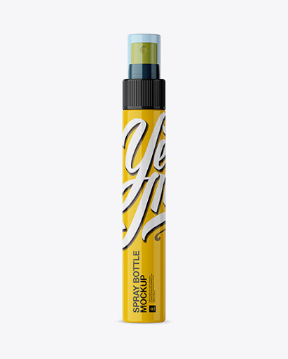 Download Glossy Spray Bottle With Over Ap Psd Mockup PSD Mockup Templates