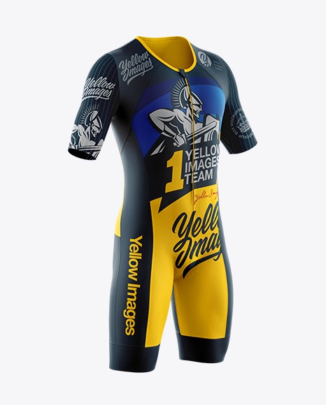 Download Men's Cycling Speedsuit Mockup - Half Side View PSD Template