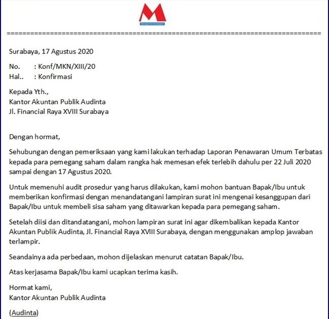 Contoh Surat Laporan Resmi