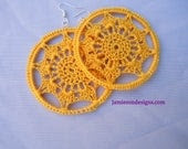 Bright Yellow flower bomb Crochet Earrings - jamiesondesigns Bright Yellow flower bomb Crochet Earrings - jamiesondesigns