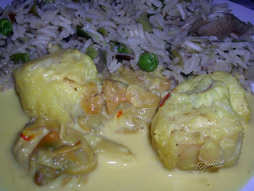 RAPE A LA CREMA DE AZAFRAN CON ARROZ VERDE