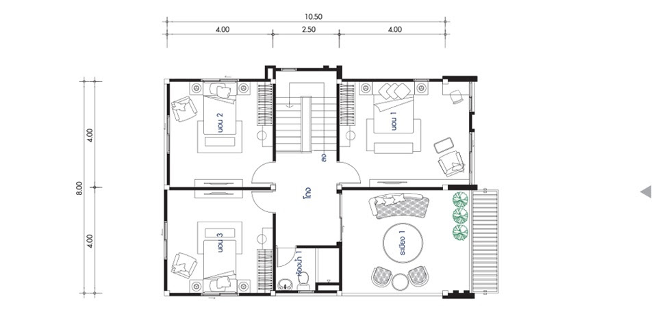 House design plan 8x17m with 6 bedrooms - House Plan Map