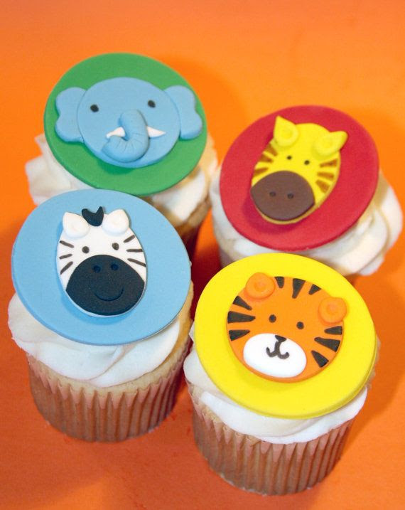 Fondant cupcake toppers Zoo Animals Zebra by HarrietsHouseofCakes, $18.95