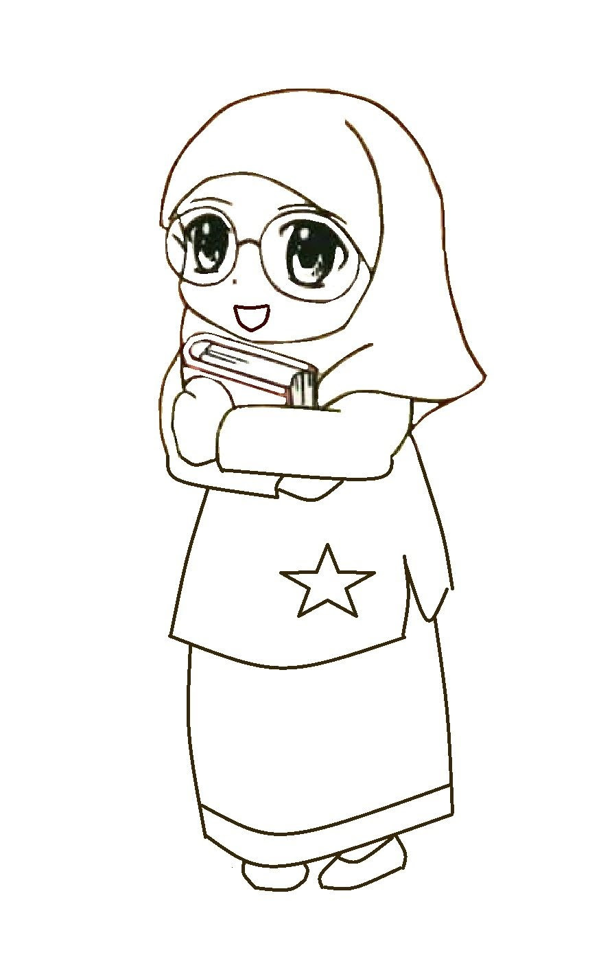 Kartun Muslimah Kacamata  Gambar Kartun