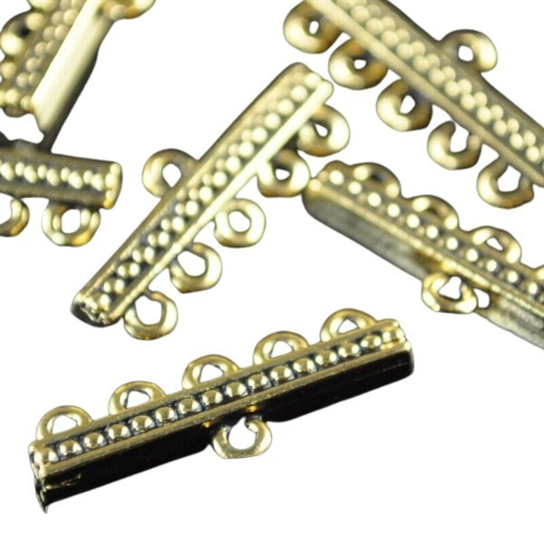 tc94-3056-26 Findings - Connector - 1 : 5 Beaded Bar - Antique Gold (1)