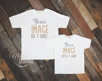 Download Matching Blank White T-Shirt and Kids Shirt Design Mockup, Styled Stock Photography, Mock Up ...