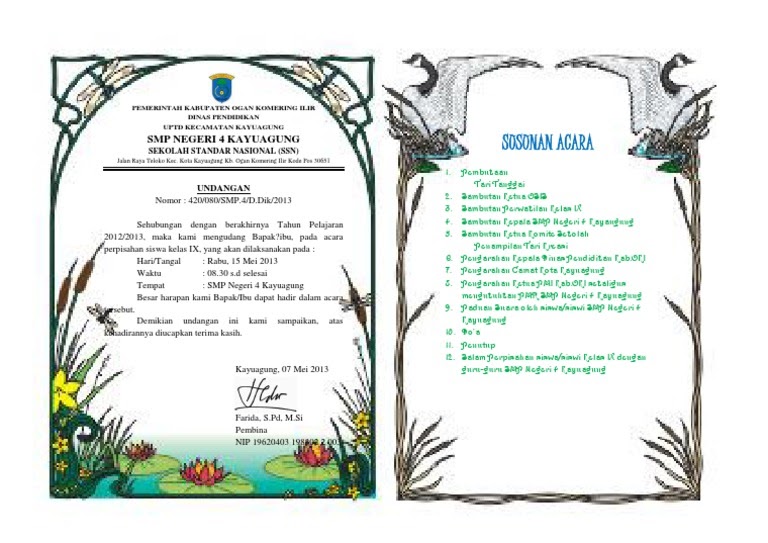 Contoh Surat Undangan Perpisahan Untuk Kepala Sekolah