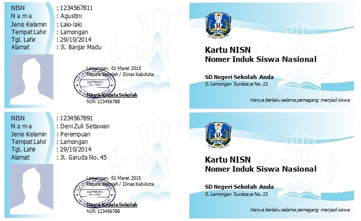 Download program untuk membuat Kartu NISN Siswa Aplikasi Perpustakaan