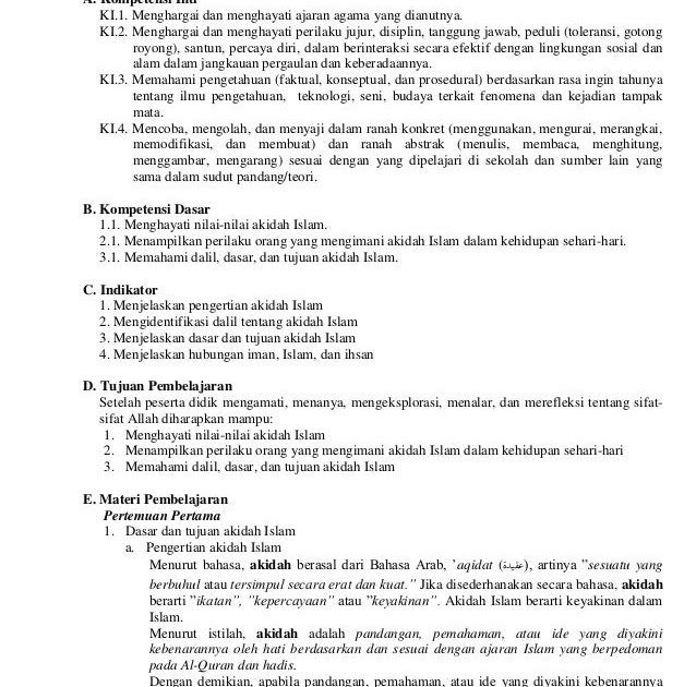 Rpp Akidah Akhlak Kelas 9