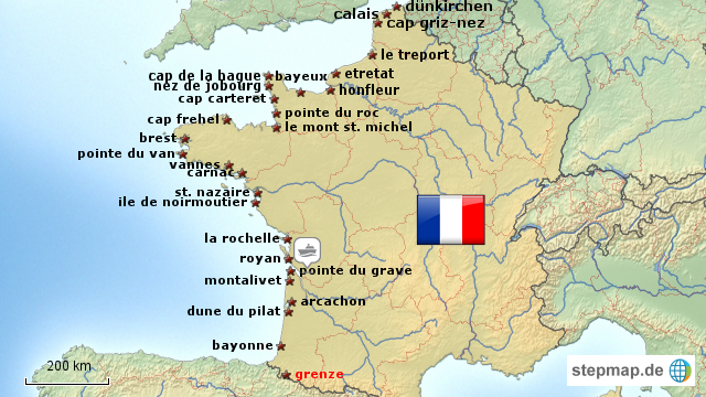 Atlantikküste Frankreich Karte | Karte