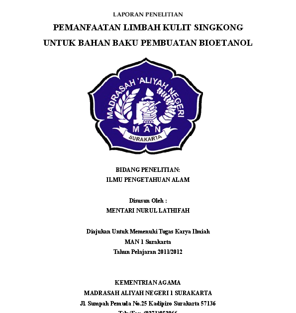 Contoh Laporan Penelitian Karya Ilmiah