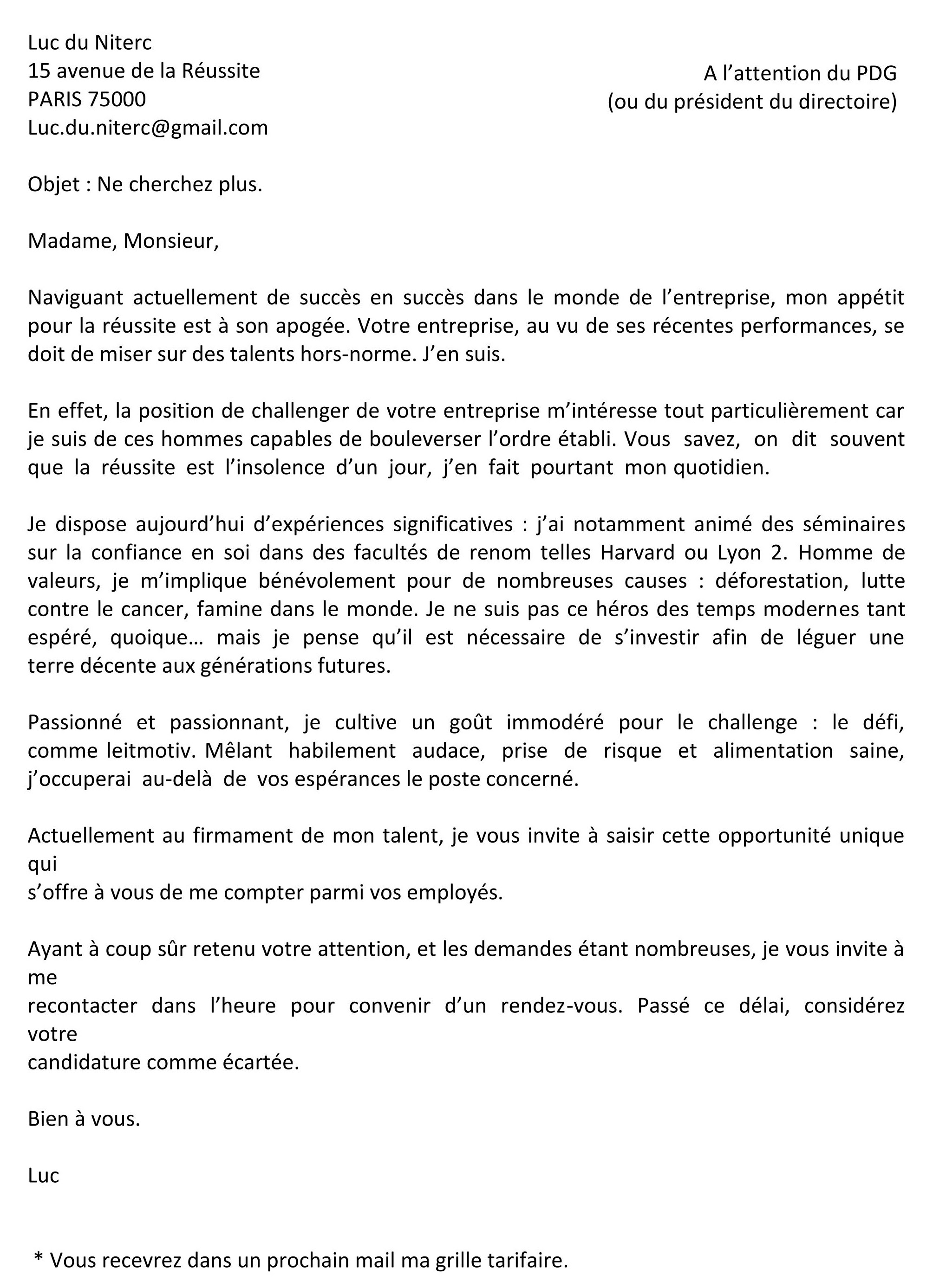 Exemple de lettre de motivation pour un stage en bac pro ~ mapfrance