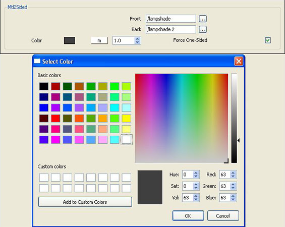 Lampshade Material Settings
