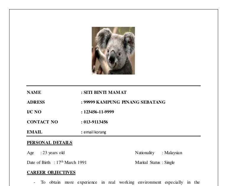 Contoh Cv Untuk Menymbung Perkhidmatan / Sampul Surat