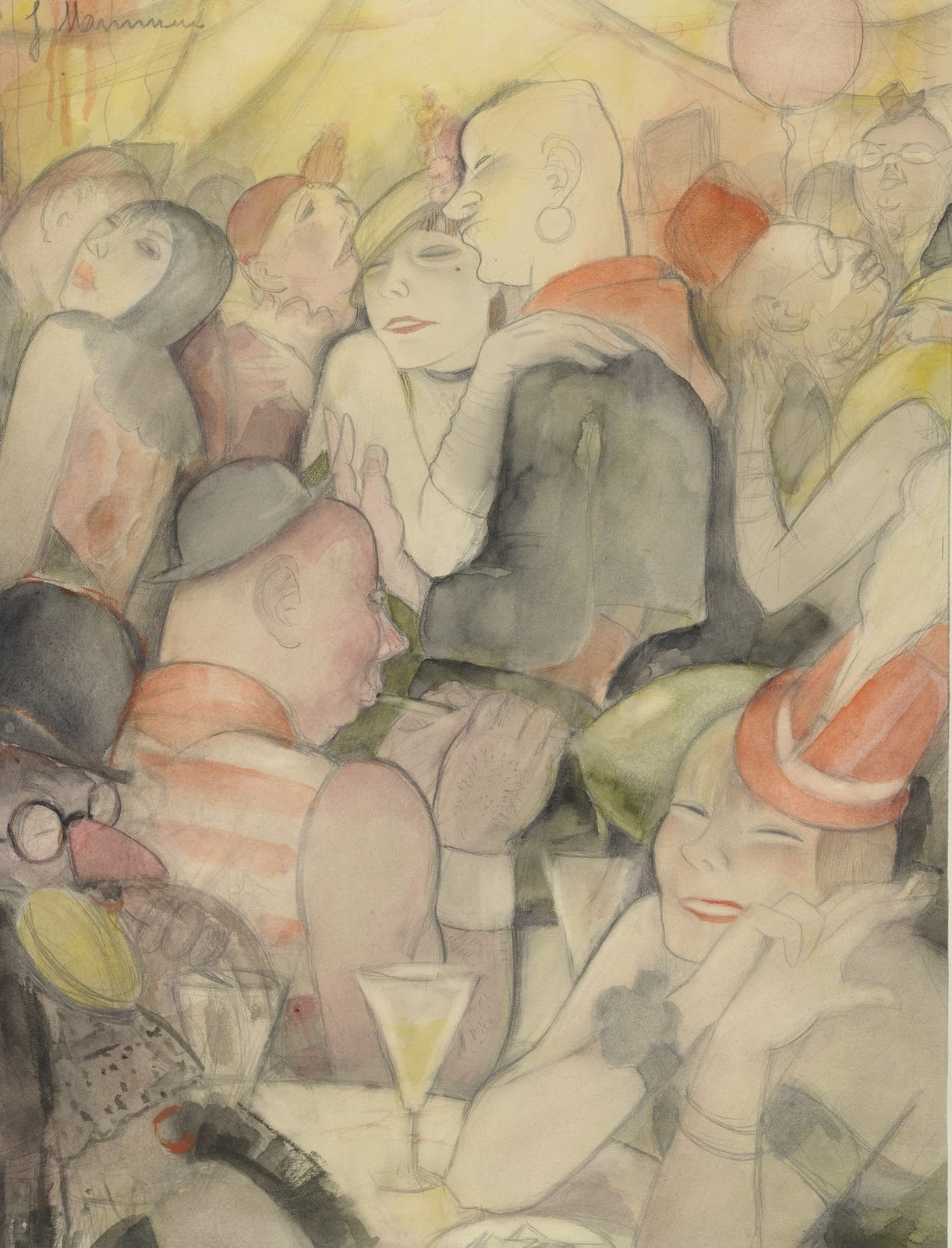 Jeanne Mammen: Carnival in Berlin N III (Fasching Berlin N III), c. 1930, watercolor
